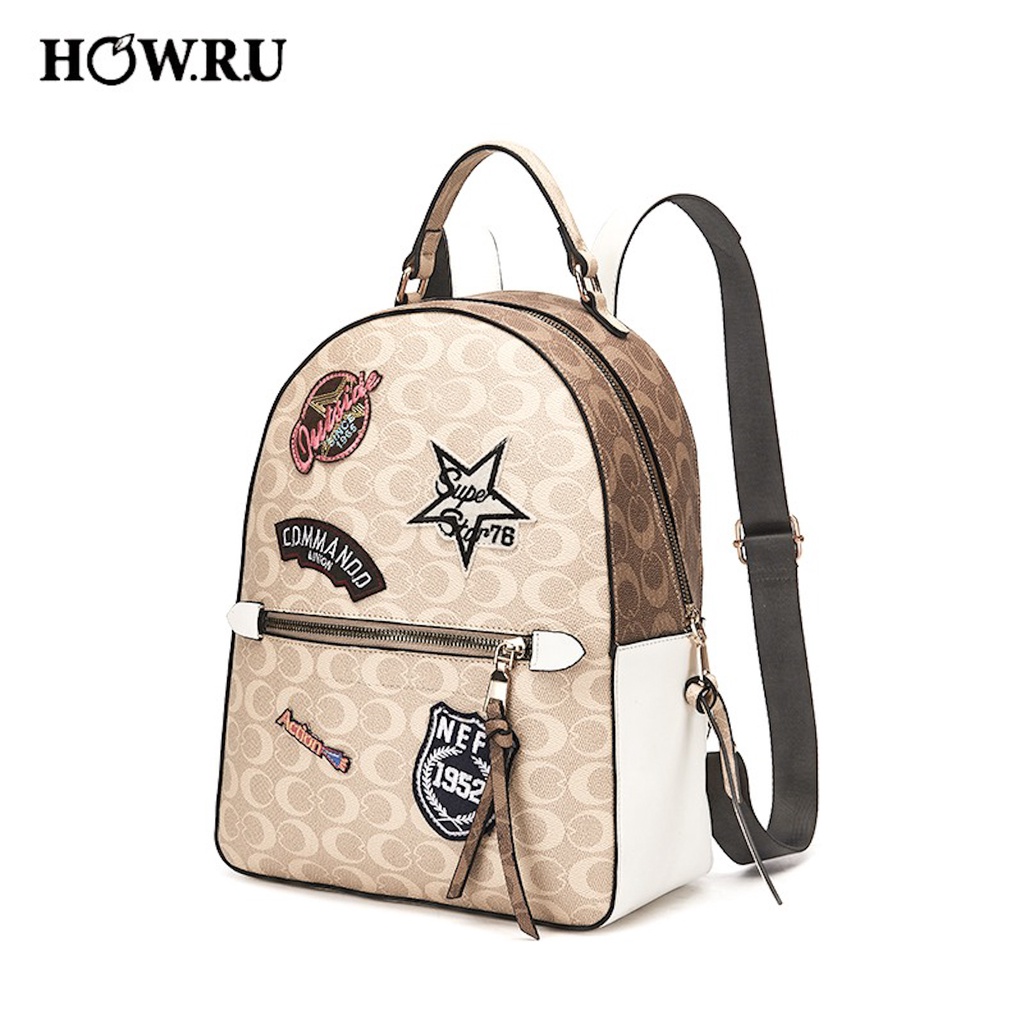 ORIGINAL HOWRU LEATHER BACKPACK WITH PATCHES (LARGE) Shopee Philippines