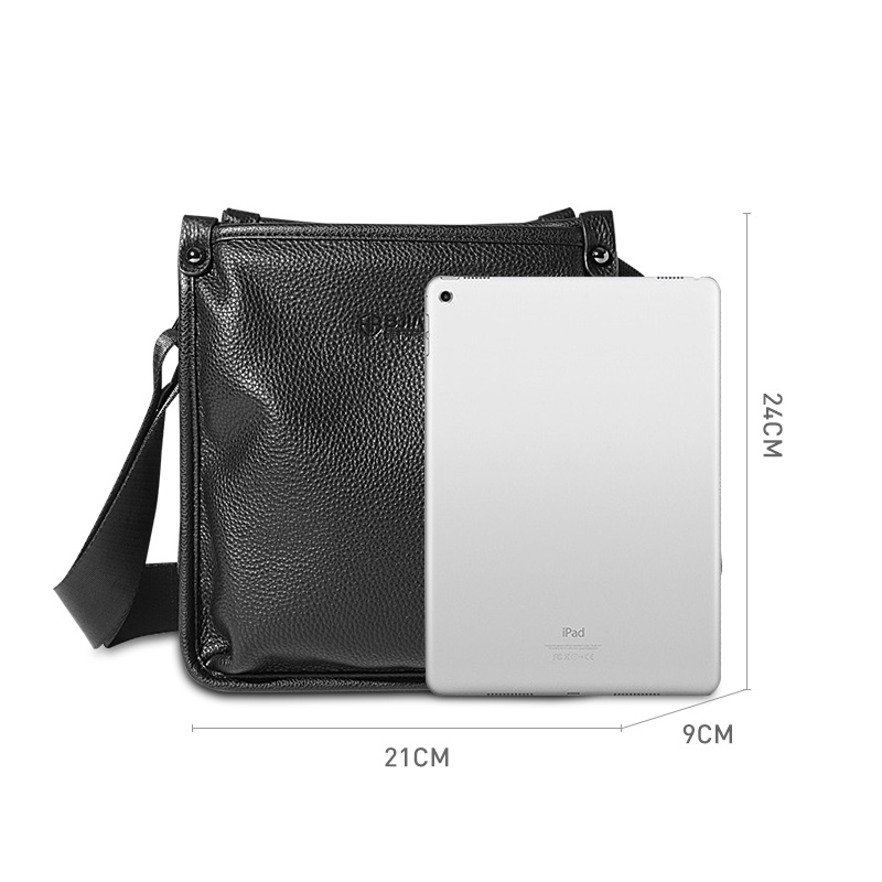 BJIAX Sling Bag Leather Man Briefcase Fit 10.3 inch Ipad Cross Body Bag