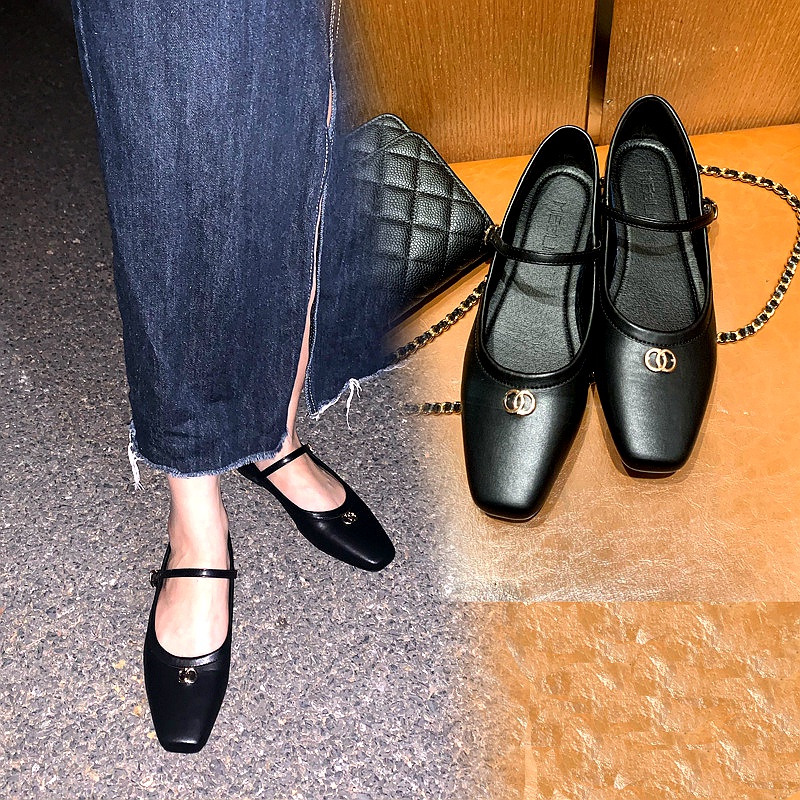 Preppy Style Women's Square Toe Flat Shoes Casual Mary Jane | Shopee ...