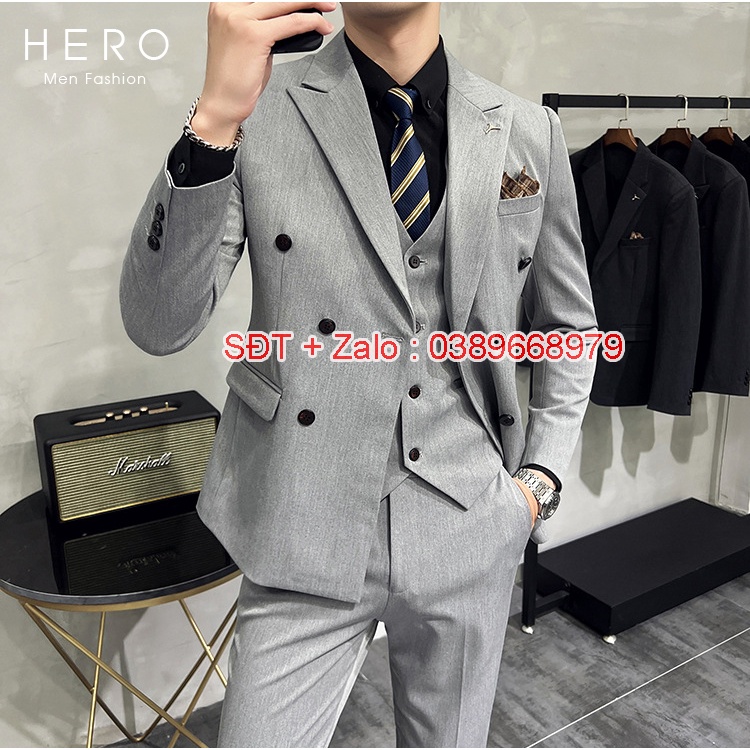Korean Men's Vest Set 6 Bright Gray Buttons, Men'S Suit Set, Beautiful