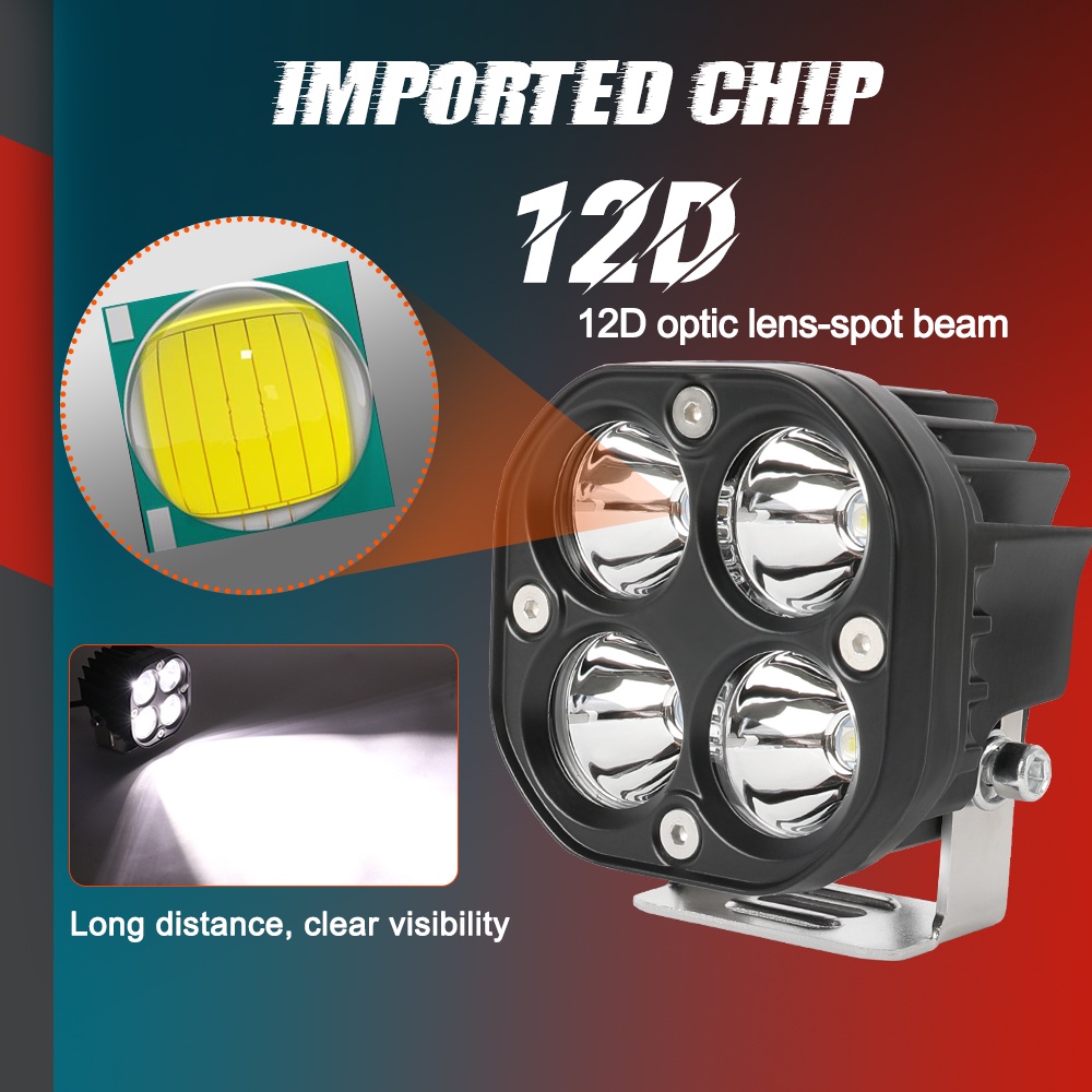 Universal 3 Inch 60W Yellow LED Work Light Square Mini Waterproof ...