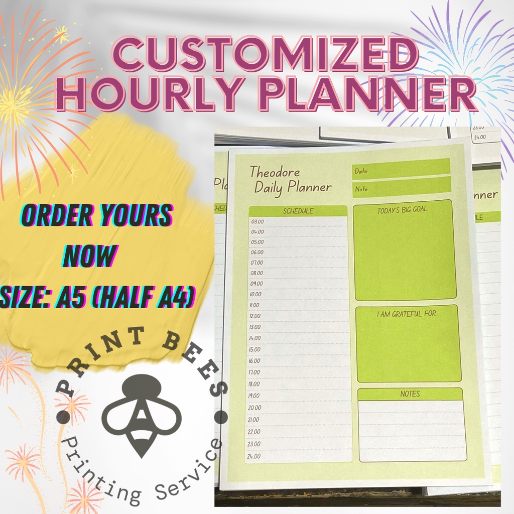 Customized Daily Planner / Hourly Planner / Notepad Shopee Philippines