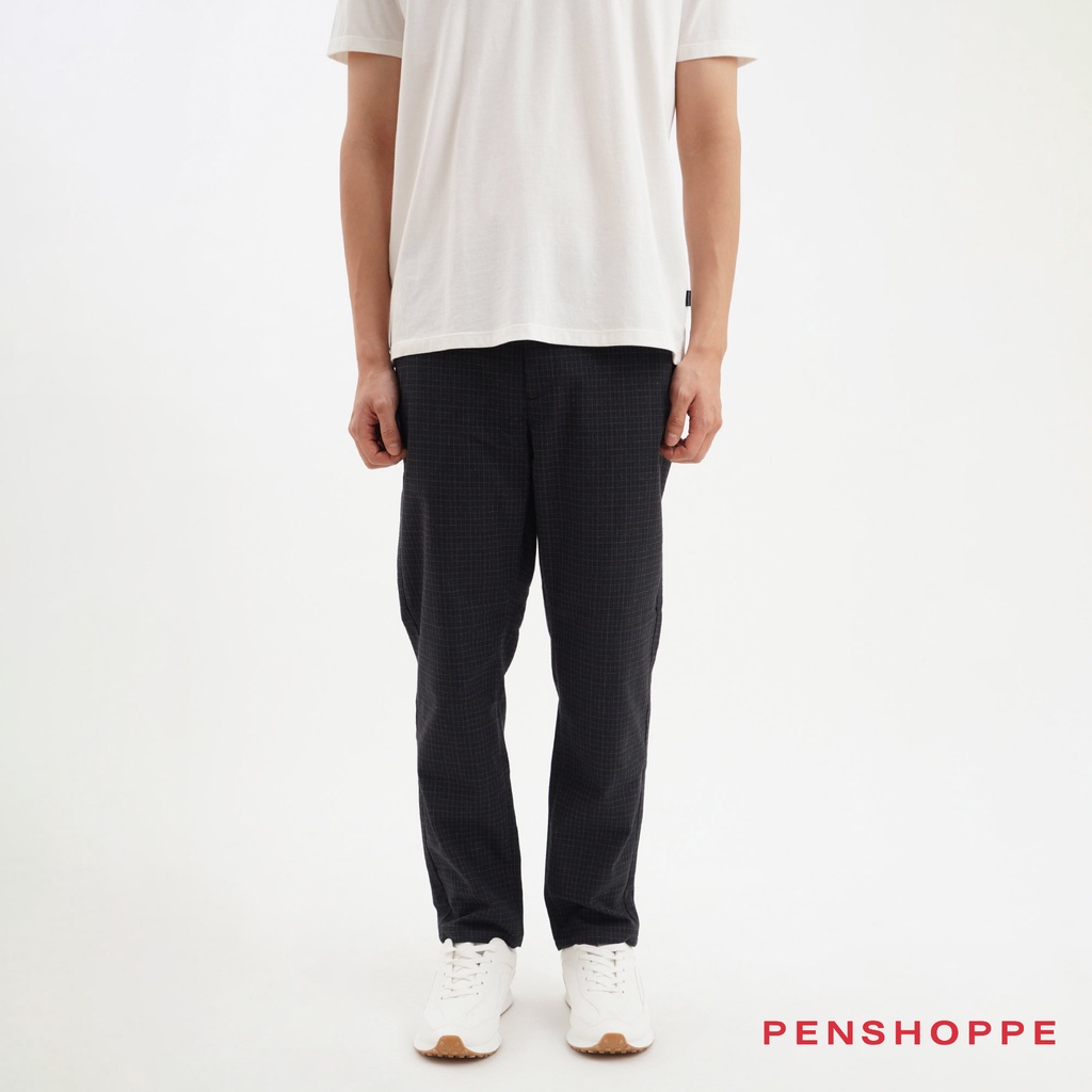 Penshoppe Subtle Plaid Dapper Trousers For Men (Indigo) | Shopee ...