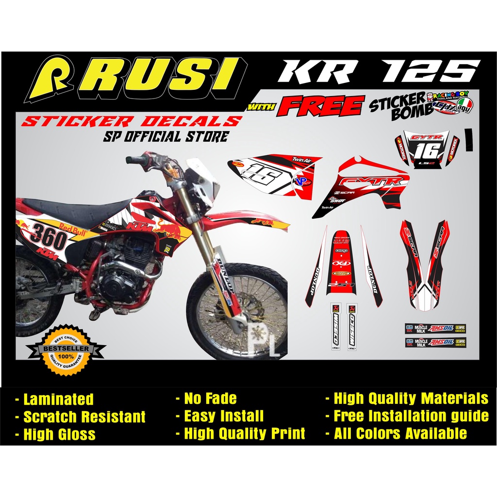 RUSI KR 125 Enduro Full set Sticker Decals High Quality and durable ...