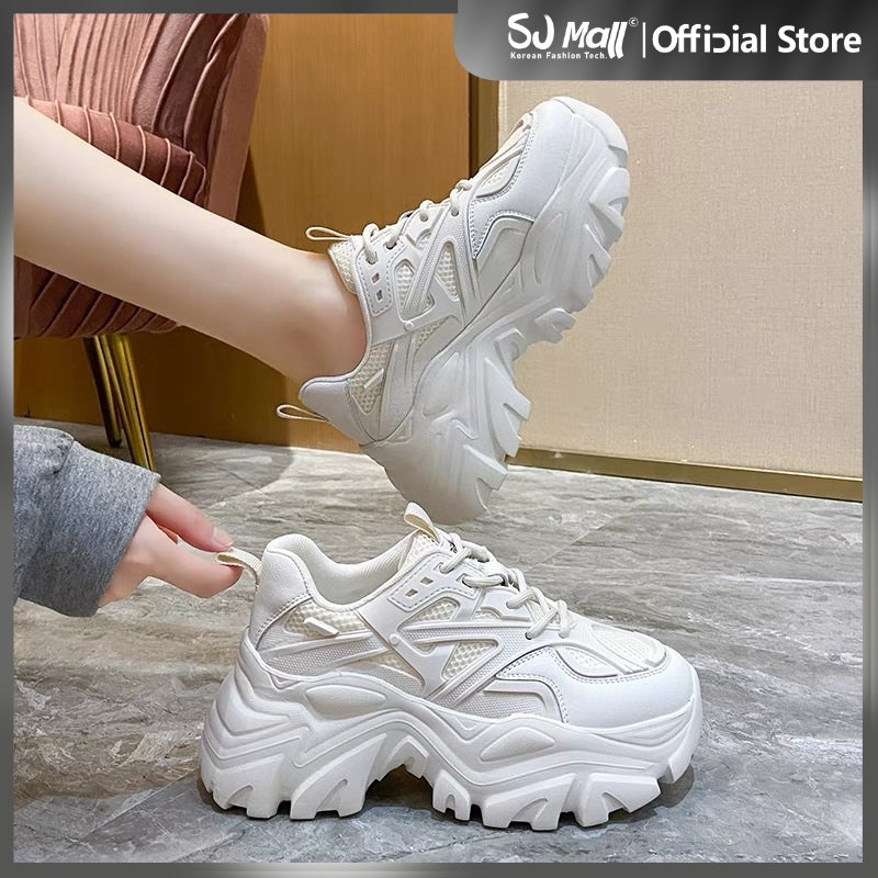 Korean High Cut White Sneaker For Women Chunky Shoes Shopee Philippines 5145