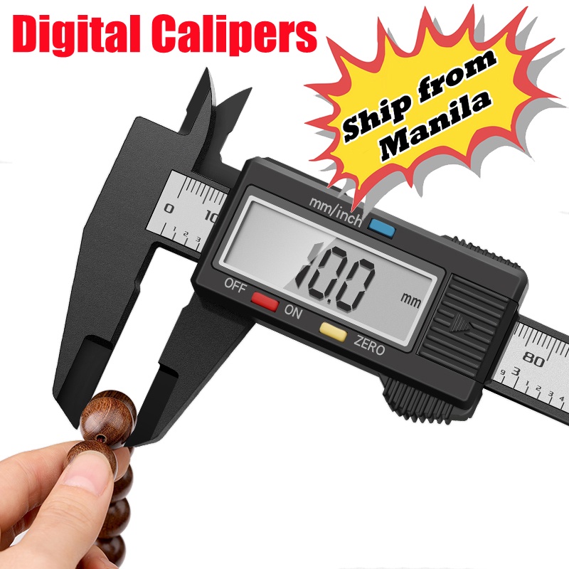 Digital Calipers 150mm 6inch LCD Electronic Vernier Caliper Carbon