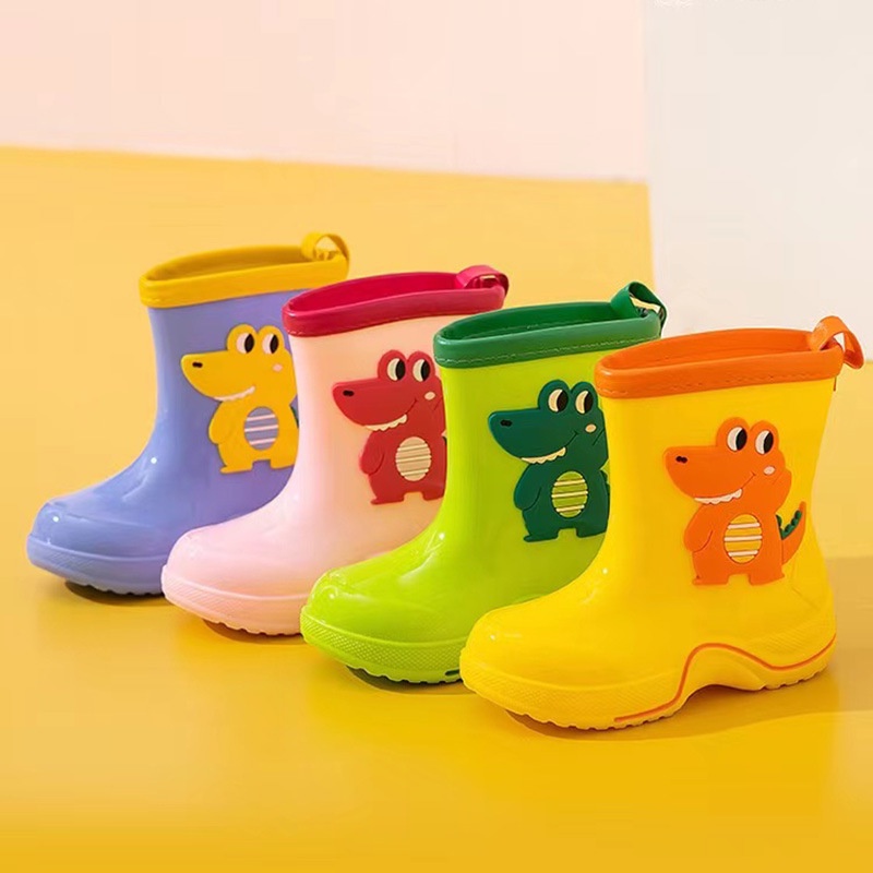 New Children's Rain Boots Cartoon Dinosaur Design Middle Rain Boots For ...