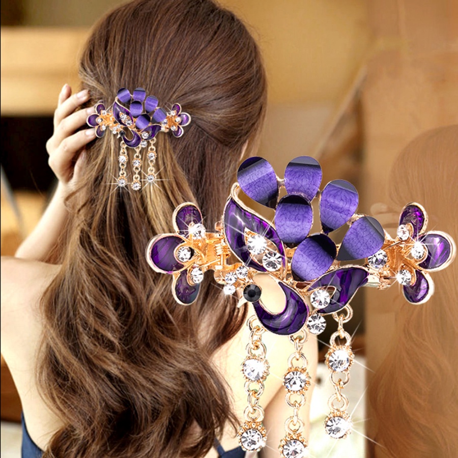 Retro Alloy Rhinestone Pearl Flower Hair Clip Crystal Diamond