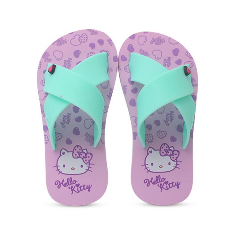 Cute Walk by Babyhug Slip On Flip Flops Stripes & Kitty Print-  Blue