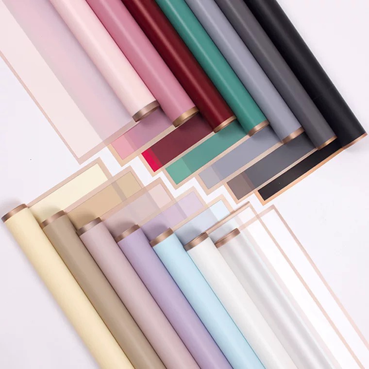 Flower wrapping paper with matte copper border (pack of 10 sheets ...
