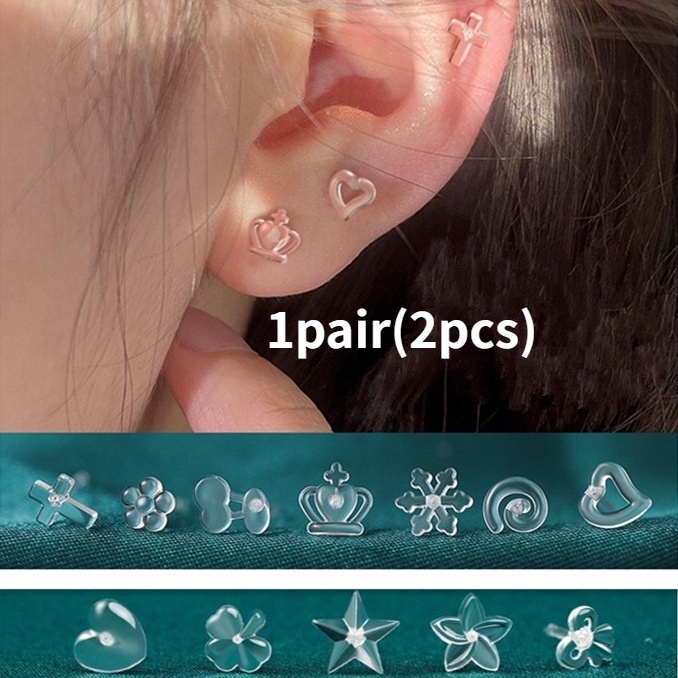 Anti Blocking Soft Transparent Small Stud Earrings Soft Plastic Ear Holes Temperament Ear Stud for Student Shopee Philippines