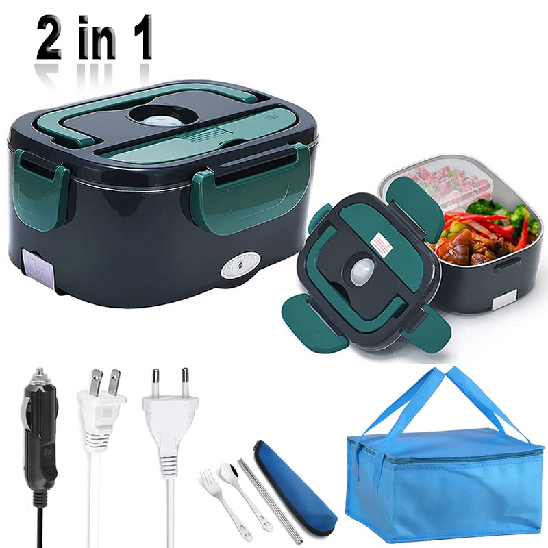 Dual Use 220V 110V 24V 12V Electric Heated Lunchbox Stainless Steel