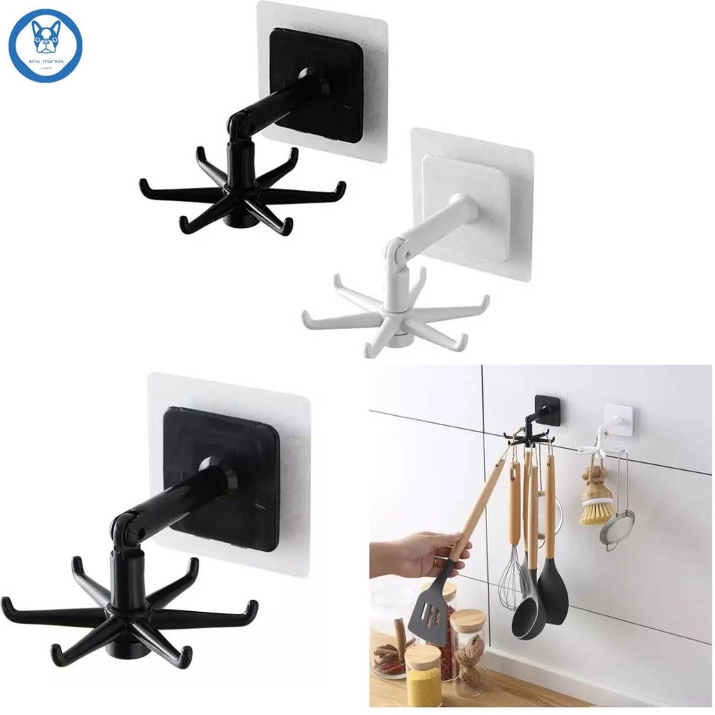 KM Wall-mounted Rotatable 6 Hook/ 360° Rotated Removable Wall Hooks ...
