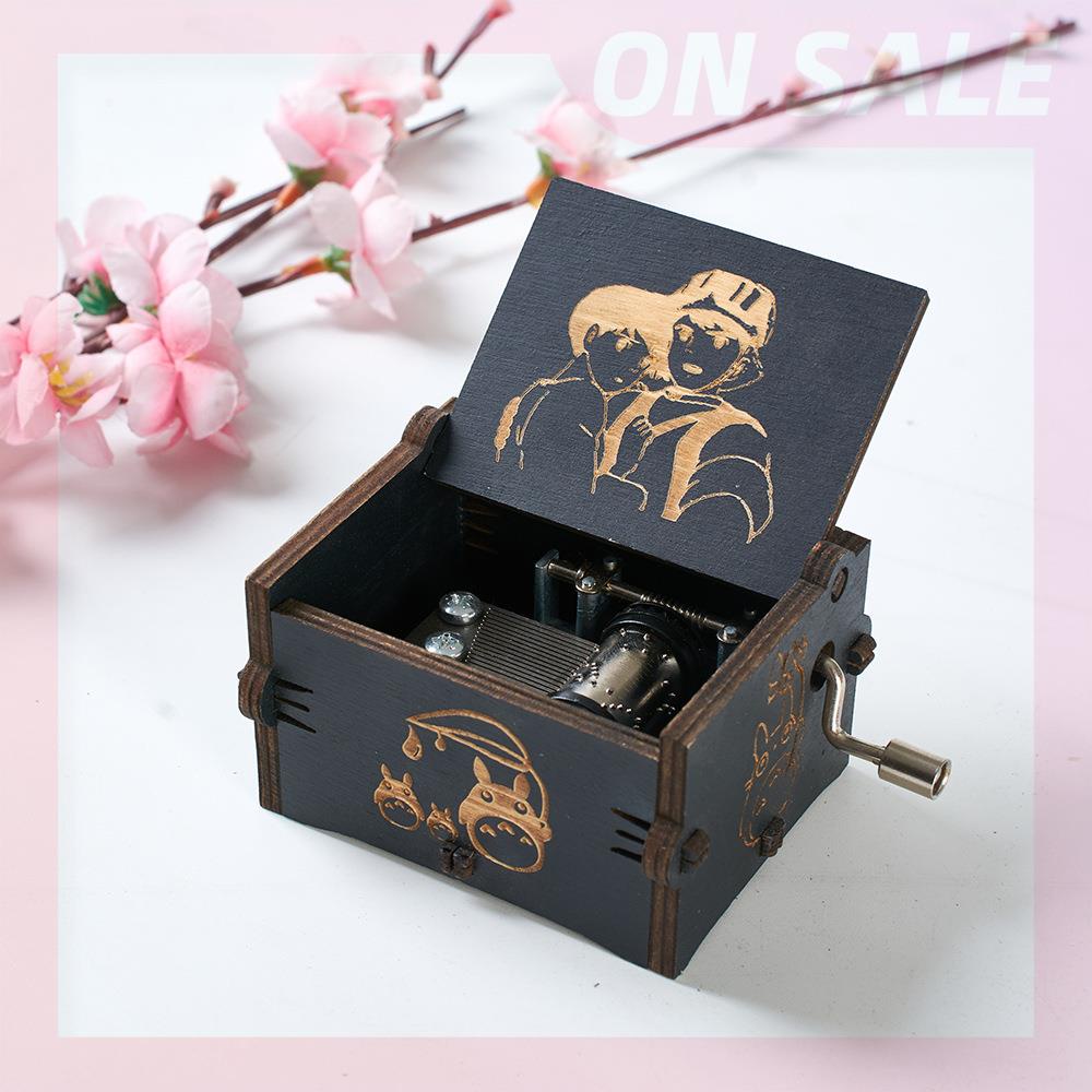 Top♝wooden Hand Crank Music Box Anime My Neighbor Totoro Castle In The