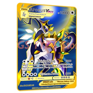 Pokemon Metal Cards English 10000HP Arceus Vmax YU GI OH Pikachu Charizard  Golden Iron Card Kids Collection Birthday Gift Brilliant