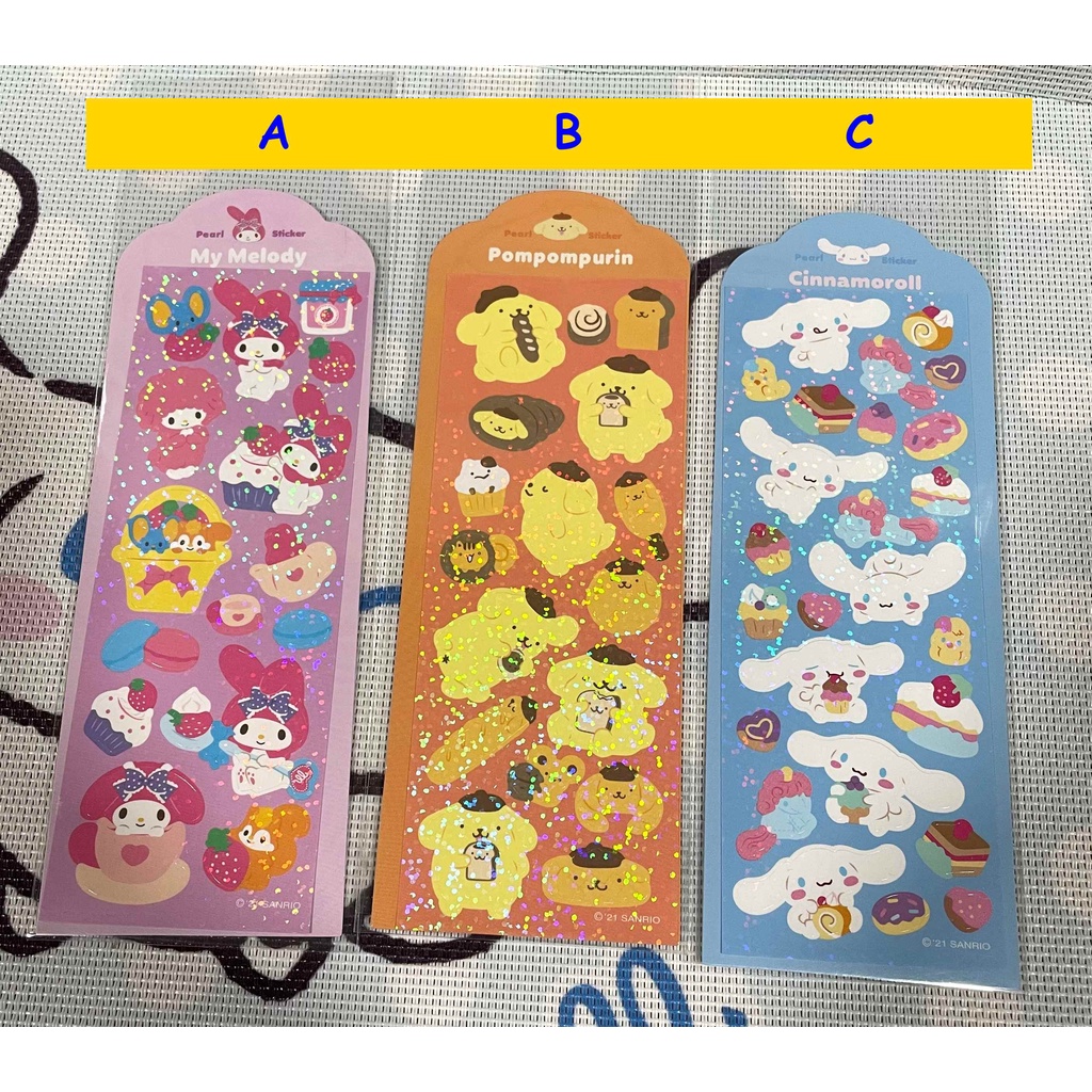 Sanrio Design Glittered Laser Stickers My Melody, Pompompurin