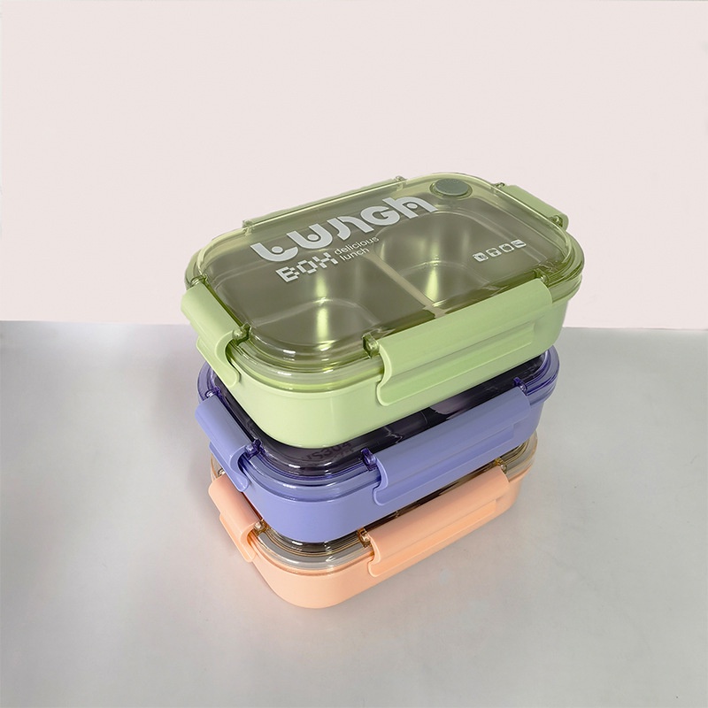 Student office worker's stainless steel lunch box Simple three color