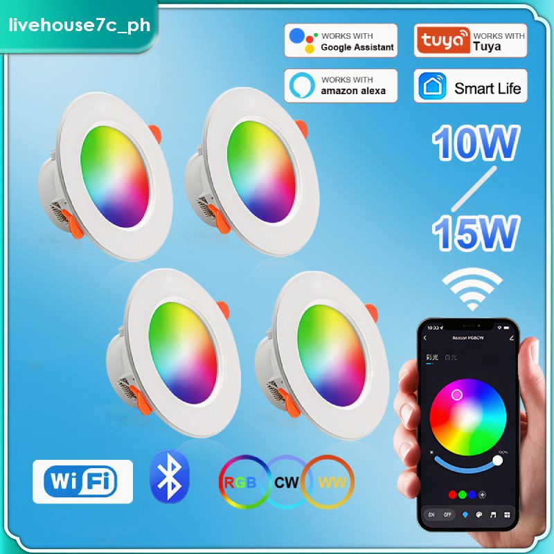 Smart Tuya Downlight Led Spot Lighting Wifi Dimmable Rgb Cw Ww Ceiling Downlights V V W