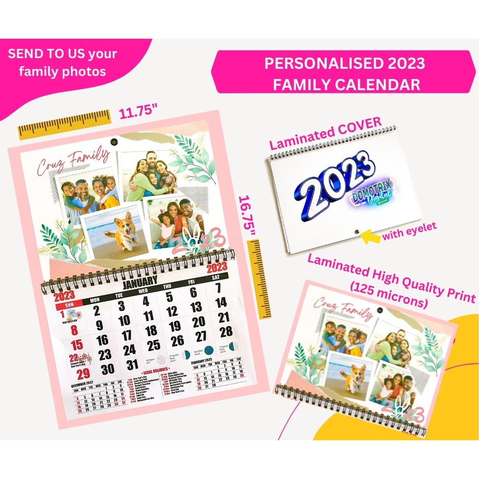 Personalised 2023 Family Wall Calendar Shopee Philippines