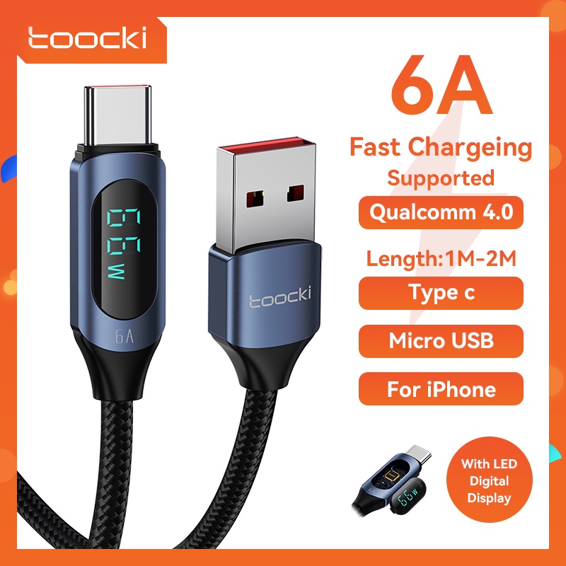 Toocki 100W USB Type C Cable Super Fast Charge LED Digital Displaying