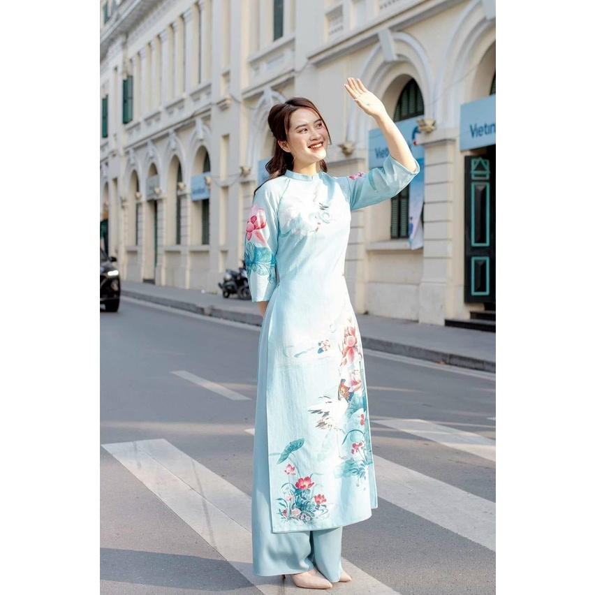 New highquality 2panel silk reformed ao dai, beautiful, soft