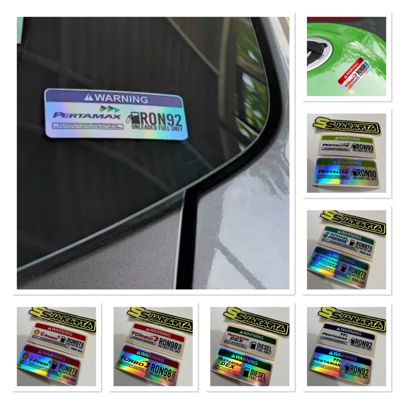 Sticker UNLEADED FUEL ONLY FUEL MATERIAL RON PERTAMAX SHELL PRINCUTT ...