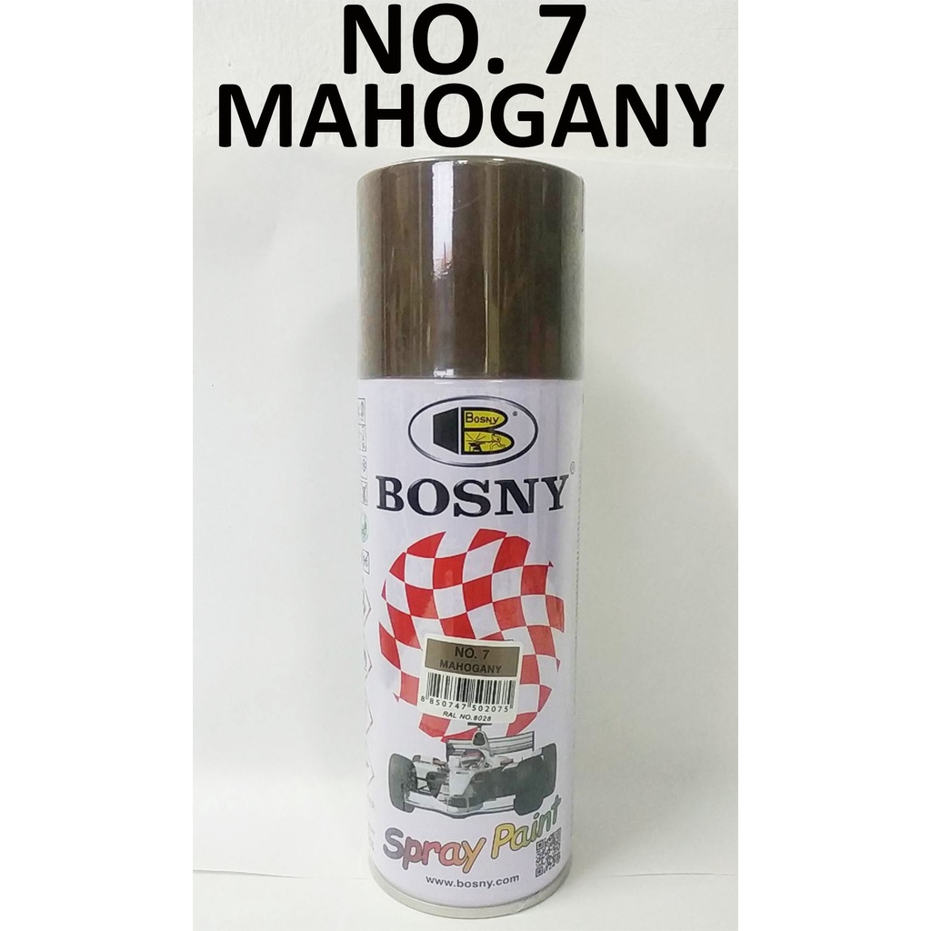 BOSNY SPRAY PAINT NO. 7 MAHOGANY ( 300 GRAMS PER CAN ) QUICK DRYING LACQUER SPRAY Shopee