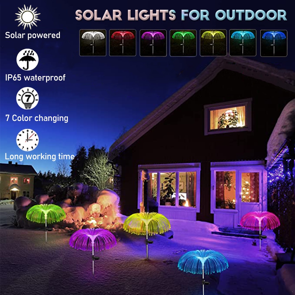 Seven Color Changing LED Solar Jellyfish Light Waterproof Outdoor ...