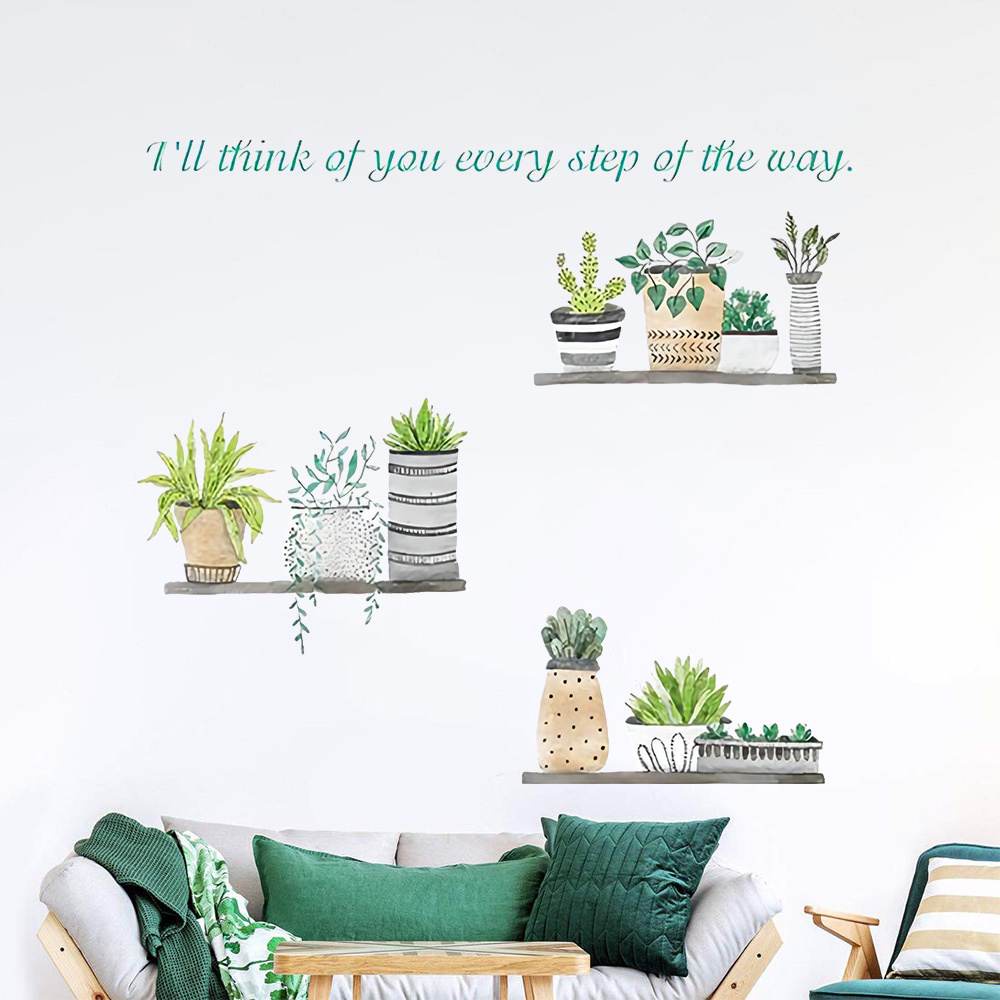 Potted Plant Wall Decor Reference: Green Potted Plants Wall Stickers Wall Decals Wall Decor For