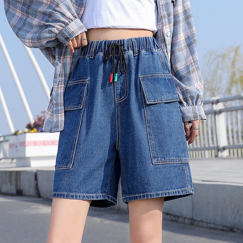 Denim High Waist Cargo Shorts Women Bermuda Wide Summer Fashion ...