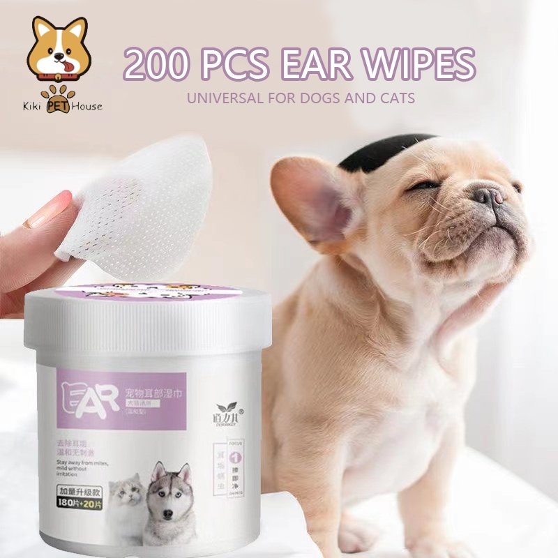 200PCS Pet Ear Wipes Dog Ear Wipes Pet Odor Remover Stop Itching for