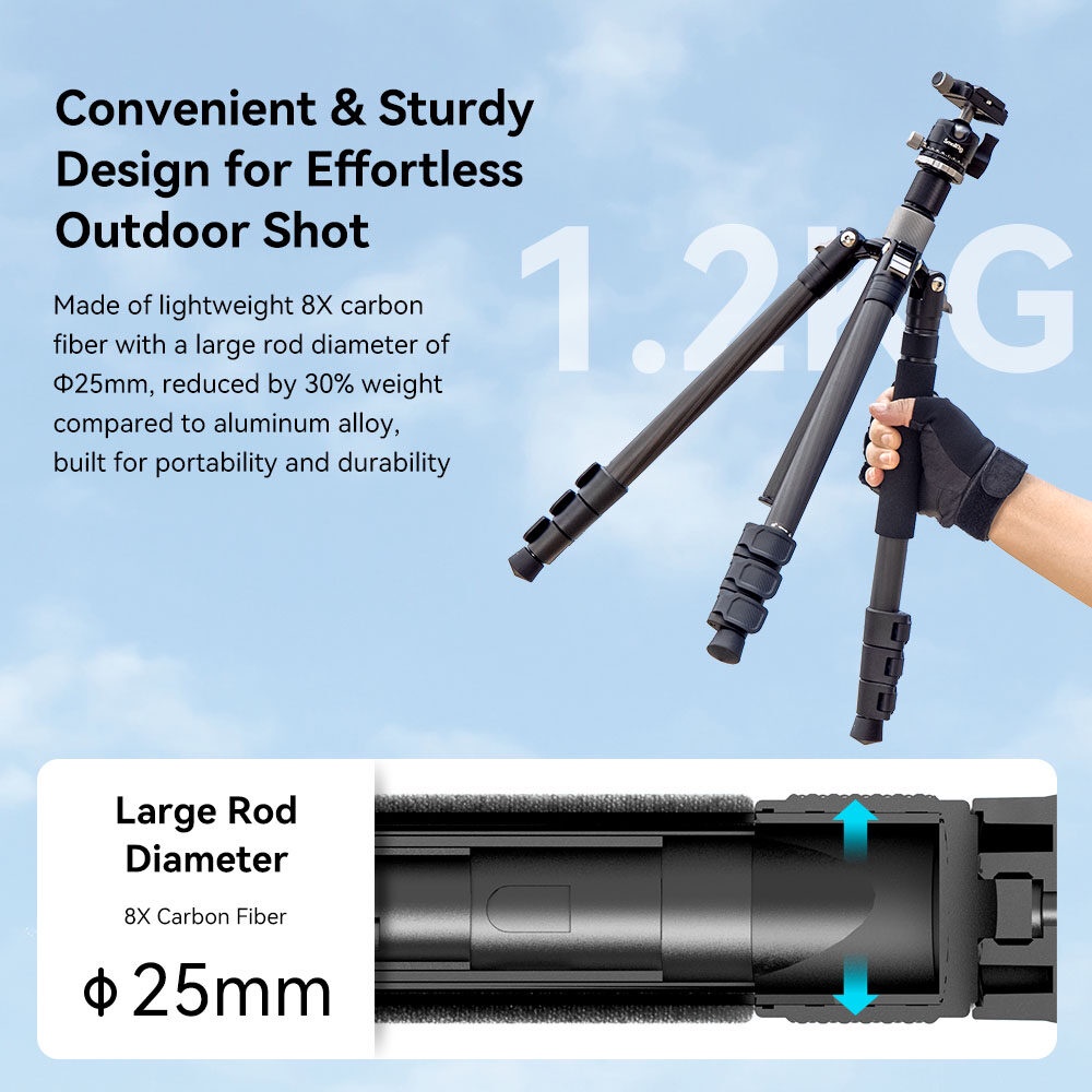 SmallRig Carbon Fiber Tripod with video fluid head Monopod Foldable