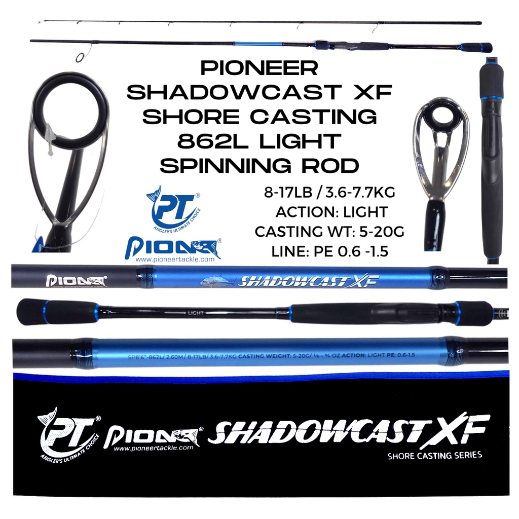10 PCS Pioneer ShadowCast XF 8ft 6in Shore Casting Series 862L 862ML ...