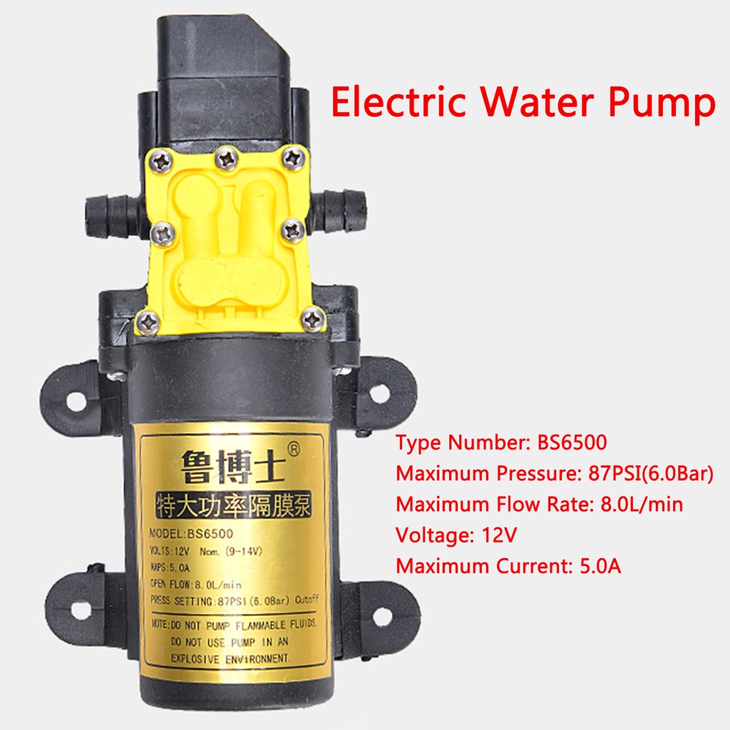 Gearwell DP180 12V Diaphragm Water Pump – 15L/min, 100m Max Head, 218PSI, Self-Priming 3-5m, With Pressure Switch, For Sprayers, Irrigation, Car Wash, And Marine