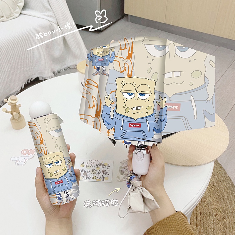 ins Spongebob Automatic Umbrella Mini Folding Umbrella Sunscreen