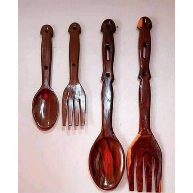 WALL DECOR SET BIG SPOON AND FORK (Magkono wood) Shopee Philippines