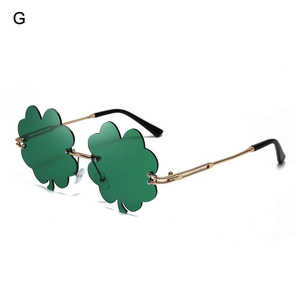 Moilyph Irish Shamrock Sunglasses St Patricks Day Accessories Rimless Women Men Green Four 0902