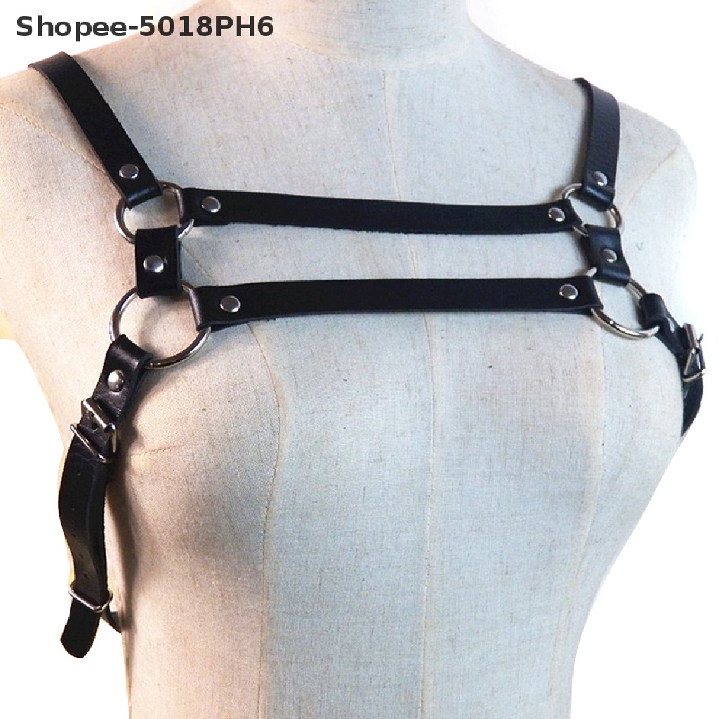 [YKPH] Men's Faux Leather Chest Harness Buckles Bondage Clubwear ...