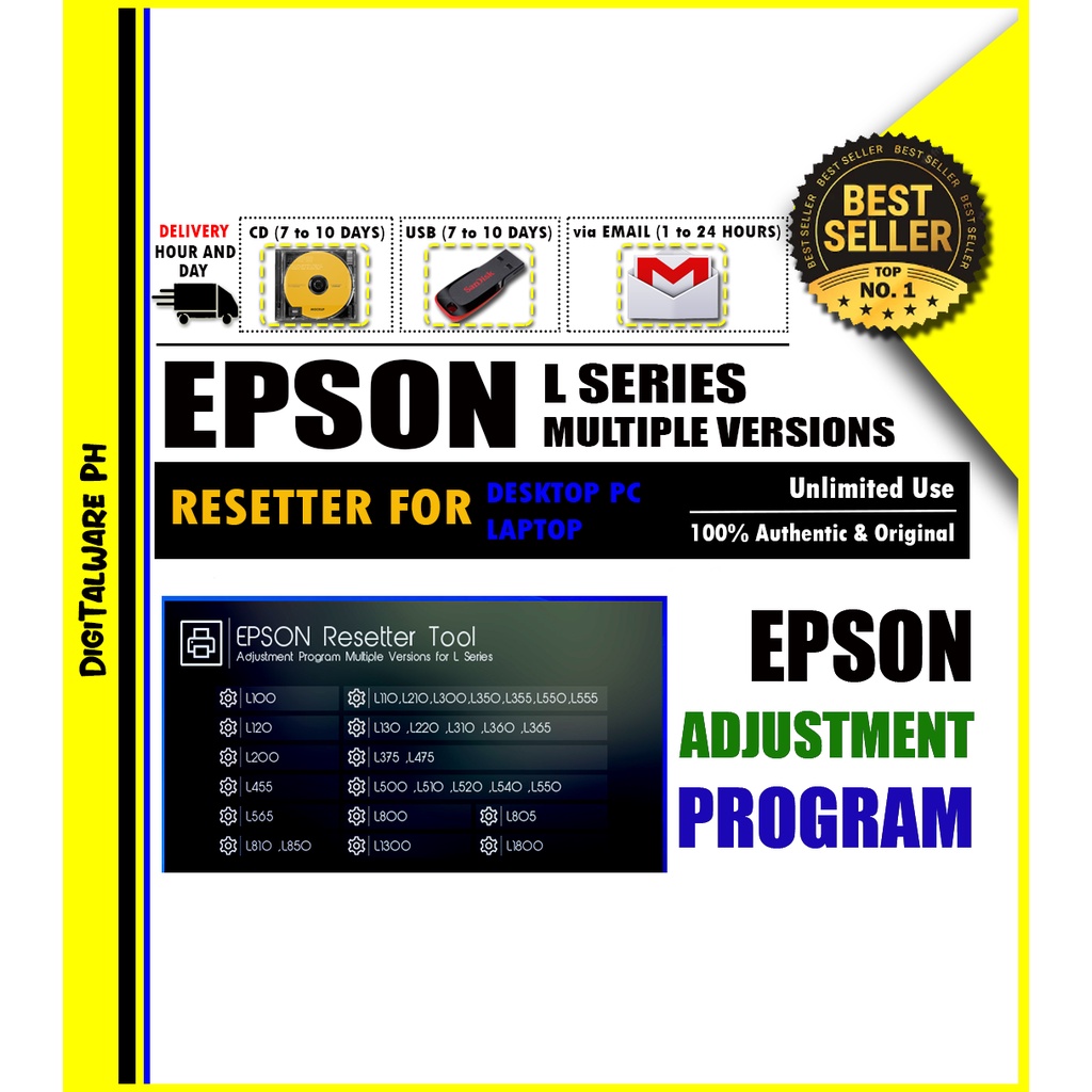 Epson L Series Resetter Version Adjustment Program For Any Pc Unlimited Use Cd Usb Via 4202