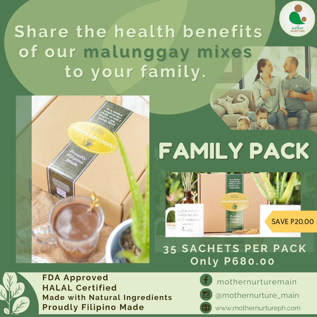 FAMILY PACK 35 sachets Mother Nurture Coffee Choco Malunggay Healthy