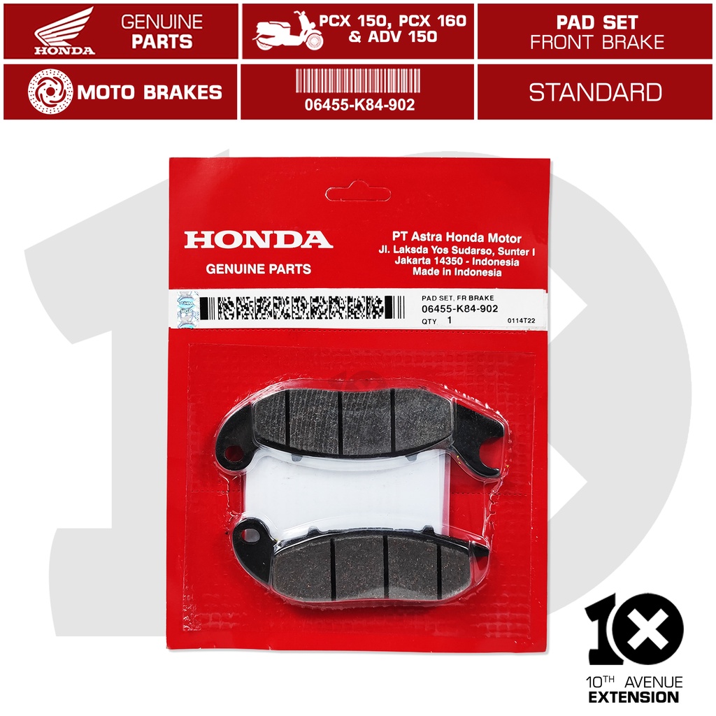 10thX Honda Genuine Brake Pad Set Front Part No. 06455K84902 for PCX 150, PCX 160 & ADV 150