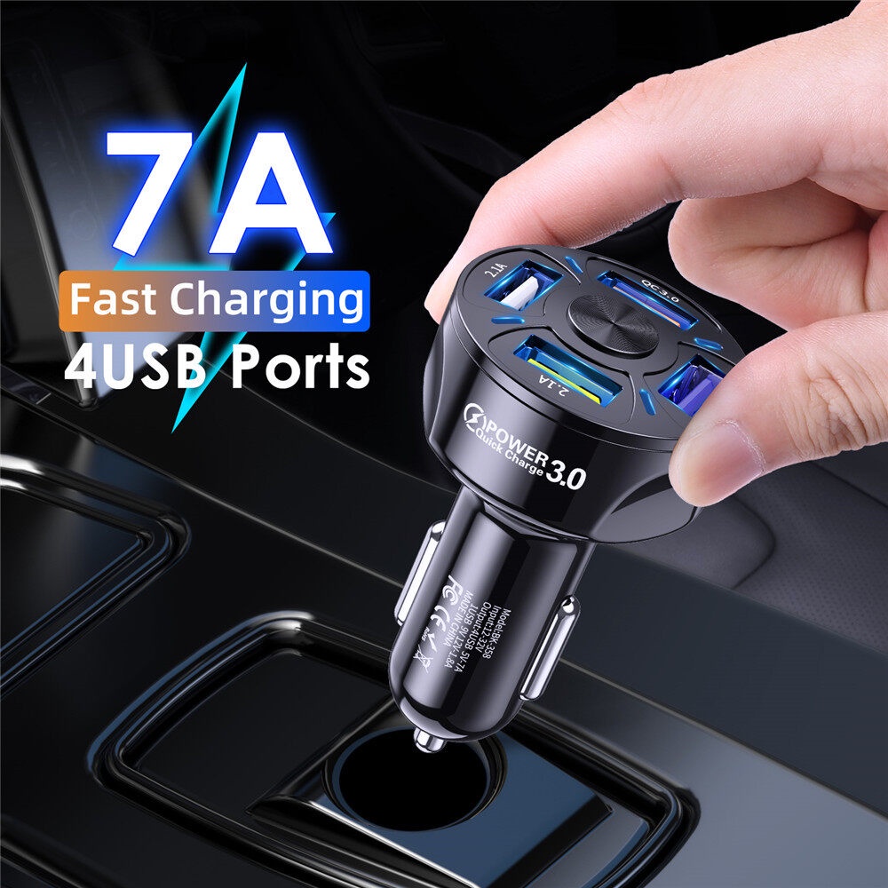 35W Quick Car Charge 4 Ports Adapter Mini USB Fast Charging Adapter For ...