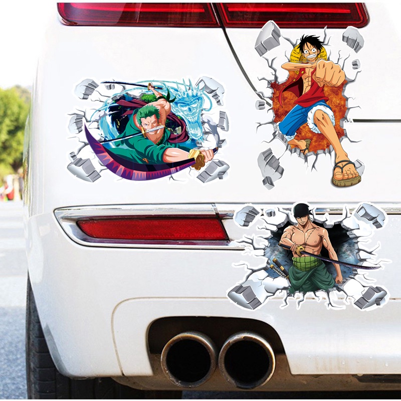 Zoro Luffy One Piece Car Sticker Waterproof Motorcycle Sticker Car