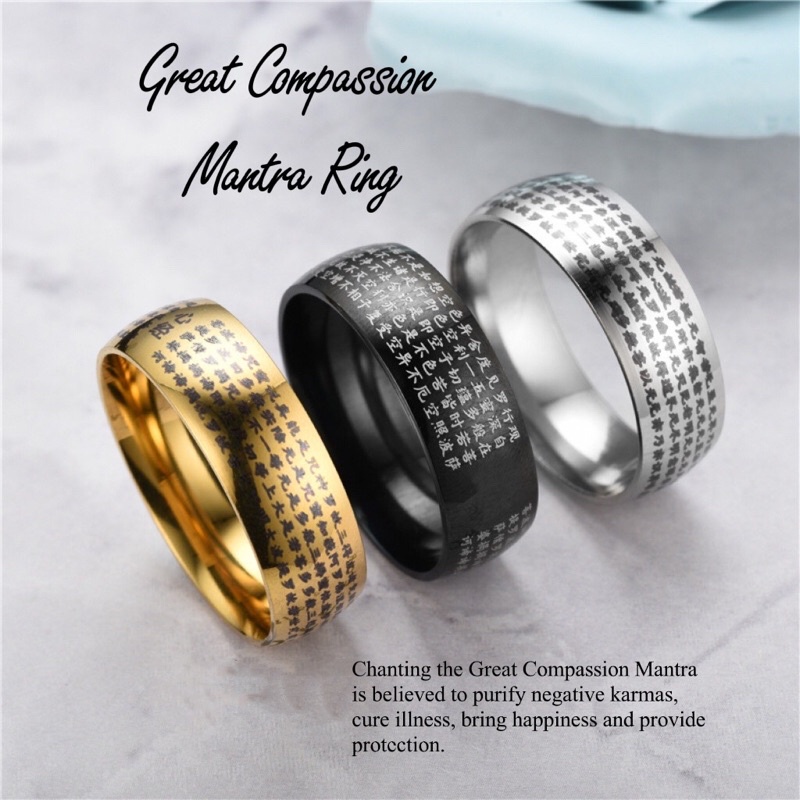 Religious Buddhist Titanium Steel Great Compassion Mantra Ring | Shopee ...