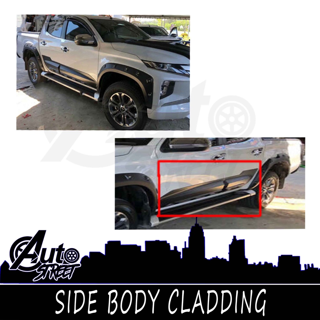 Mitsubishi Strada 2015-2022 Side Door Body Cladding (Black) | Shopee ...
