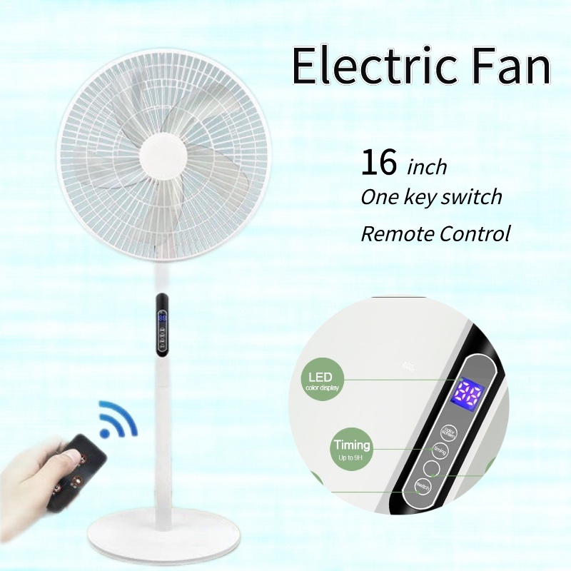 Electric Fan with Remote Control 16 Inch 5 Blades Soft Wind Mute