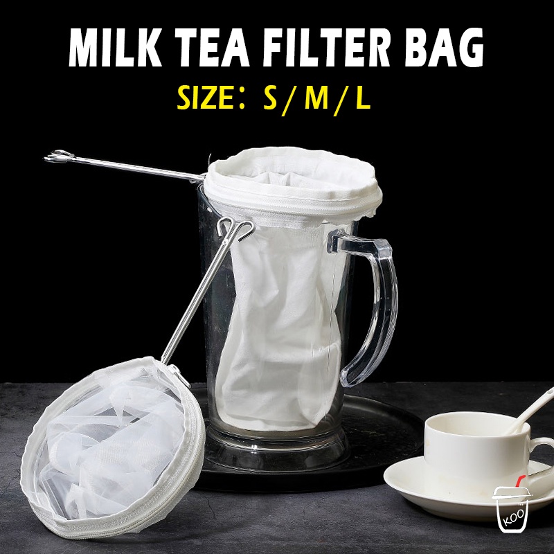 Milk Tea Filter Bag Cloth Filter with Handle Thai Tea Residue Filter Bag Muslin Cotton Strainer