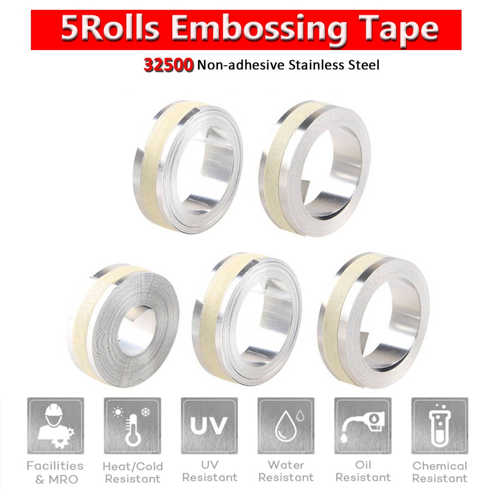 5Rolls 35800 Adhesive Aluminum 12mm Metal tape 3D Embossing tape