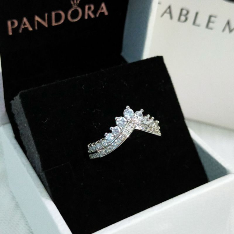 PANDORA Princess Wishbone Ring (adjustable) Shopee Philippines