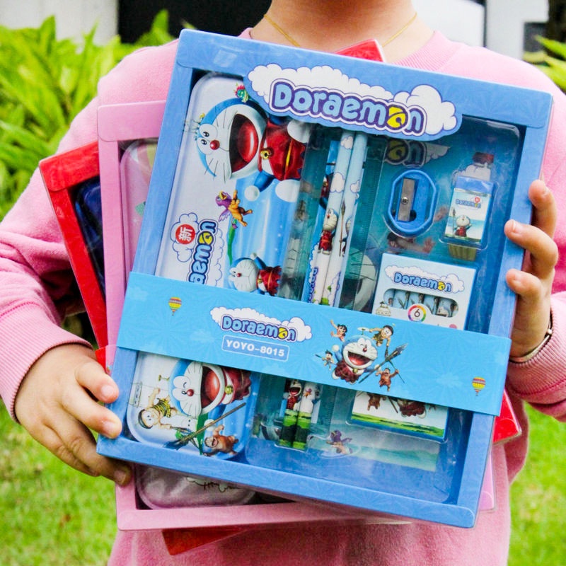 12in1 Cartoon Kids Stationery Set Frozen Doraemon Ruler Spiderman ...